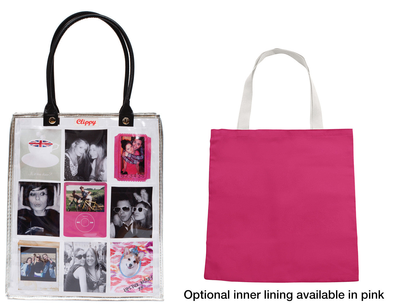 Clippy liner for medium Clippy tote bag - basic version in pink